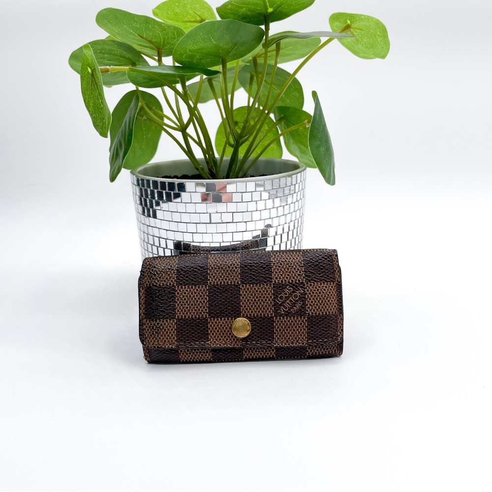 Louis Vuitton Damier Ebene 4 Ring Key Compact Case‎ Holder Accessory Pre-Loved